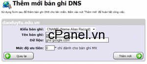 Thêm bản ghi CNAME vào trong hệ thống quản trị DNS của bạn